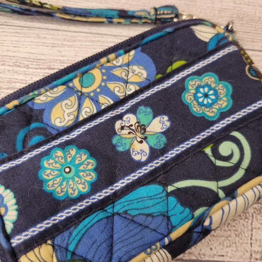 Vera Bradley Mod Floral Blue Small Wristlet, EUC